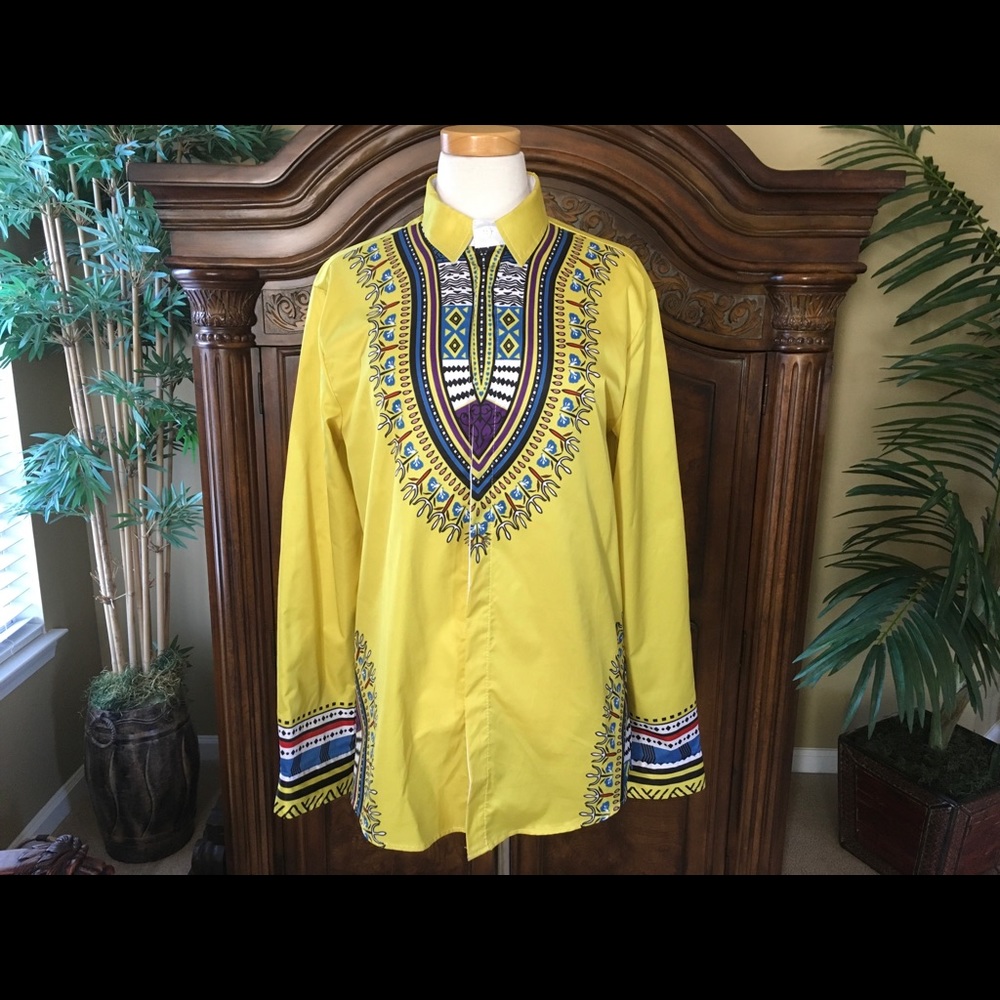 Ethnic design button-down unisex shirt - NEW! w/o Tags